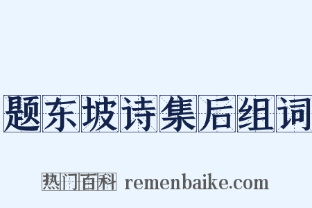 题东坡诗集后组词是什么意思的图片